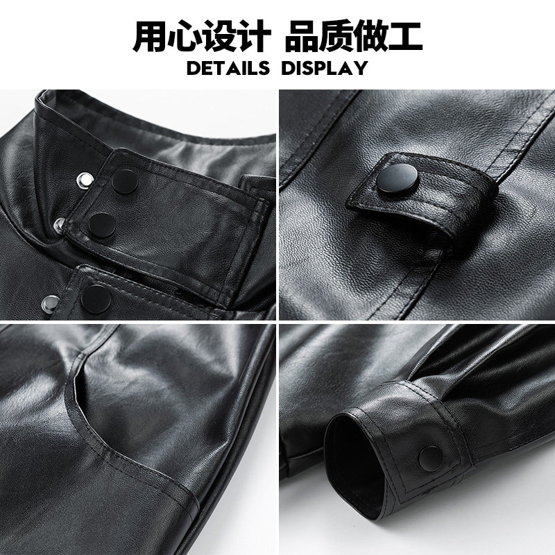跨境外贸男装皮夹克新拼接男士夹克pu外套机车服皮衣男PY2488P75,男装夹克,星座1410（原1902A）