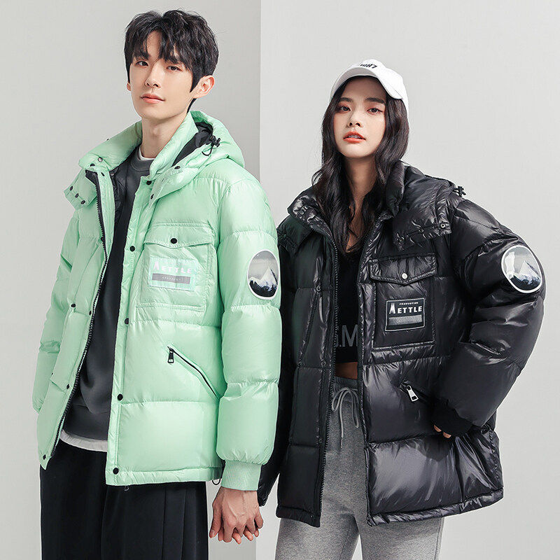男女情侣款冬季新款羽绒服男短款连帽青年休闲宽松外套YR3333P60,男装羽绒服,星座1410（原1902A）