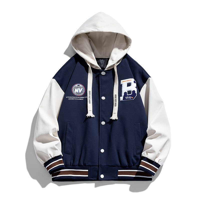 夹克男女同款宽松潮牌棉服外套带B字潮牌连帽棒球服棉衣JK2266P68,男装夹克,星座1410（原1902A）