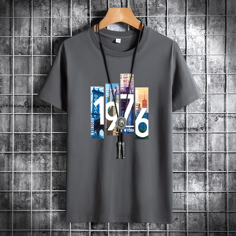夏季男士短袖t恤潮流潮牌宽松纯棉衣服2021新款DT4002-1976-P15,男装T恤,星座1410（原1902A）