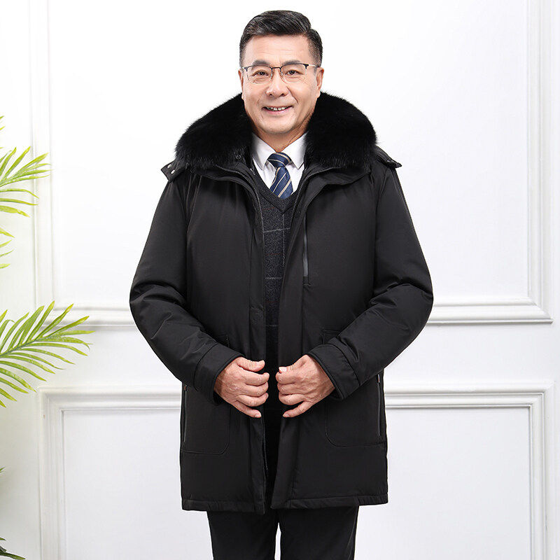 2021年羽绒服男中老年派克服大码可拆卸爸爸冬装中长款YR877，男装羽绒服，星座1410（原1902A）