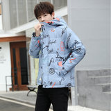 青少年印花开衫连帽休闲加厚羽绒服情侣冬外套YR9862P130，男装羽绒服，星座1410（原1902A）