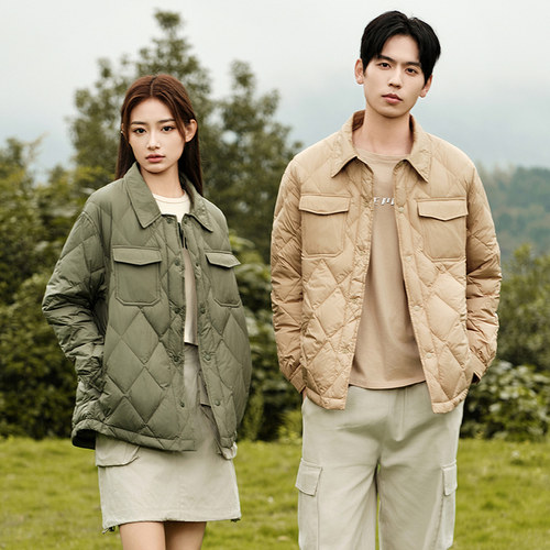 2024羽绒服男女同款宽短款翻领情侣上衣外套90%白鸭绒 YR2310P160