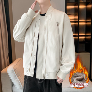 男士加绒防水夹克秋冬情侣多拉链棒球领机车服防水夹克 AJ220P60图片