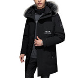 2024冬季羽绒服中长款连帽大毛领男士加厚白鸭绒外套YR19666P160，男装羽绒服，星座1902A（原星座1216）