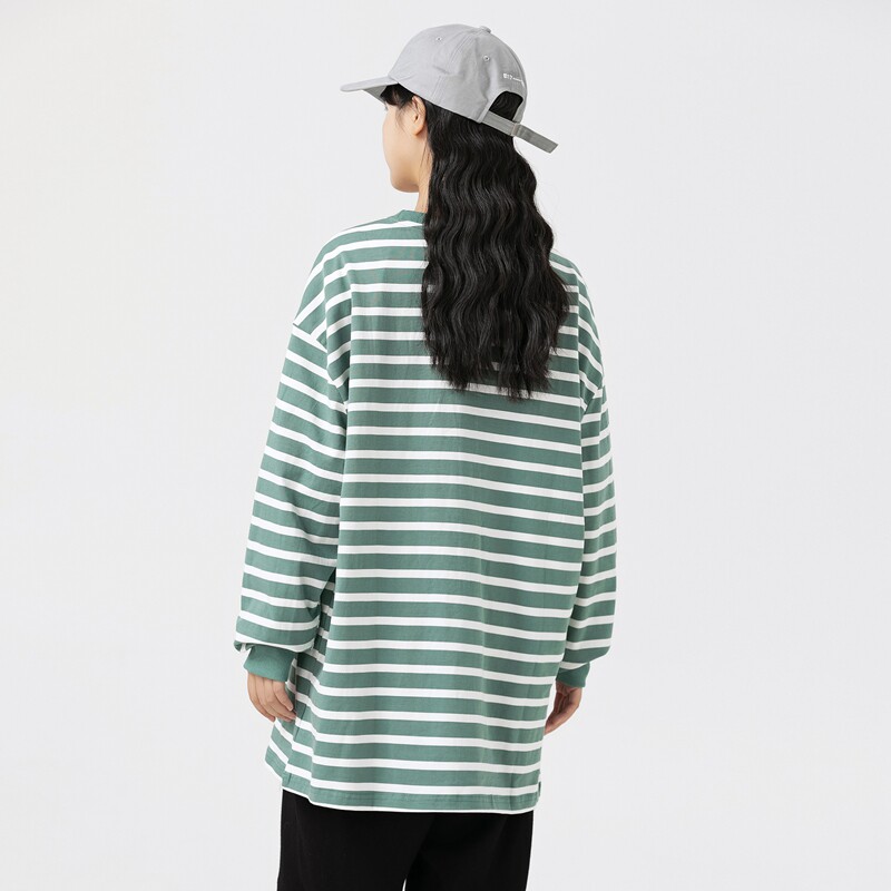 男女春秋新款港风宽松服潮牌条纹二开情侣纯棉圆领卫衣WY2395P50,男装卫衣,星座1410（原1902A）
