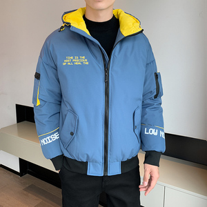 90绒潮牌连帽羽绒服工装多口袋羽绒外套男羽绒夹克大码YR9088P150图片