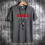 夏季男士短袖t恤潮流潮牌宽松纯棉衣服2021新DT4759-红SMILE-P15，男装T恤，星座1410（原1902A）