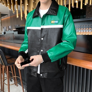 新品男士PU皮衣软皮男士春秋潮时尚百搭皮衣夹克男装外套JK270P83图片
