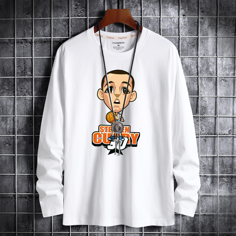 Spring new Korean fashion men's cotton round neck long sleeve t-shirt men's wear large size library