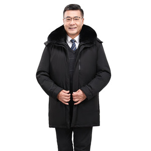 2021年羽绒服男中老年派克服大码可拆卸爸爸冬装中长款 YR877图片