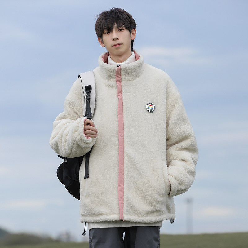 新款冬季双面穿羊羔绒棉衣情侣韩系oversize潮棉服外套MY2477P80图片