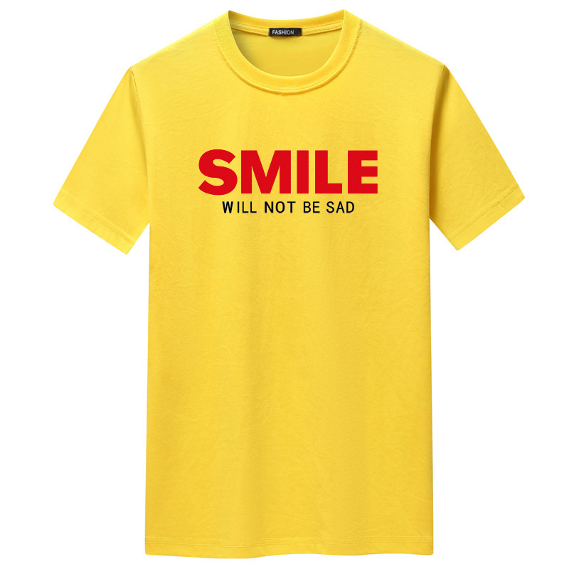 夏季短袖t恤潮流宽松CVC60%棉T恤新款男装DT3759-红SMILE-P15,男装T恤,星座1410（原1902A）