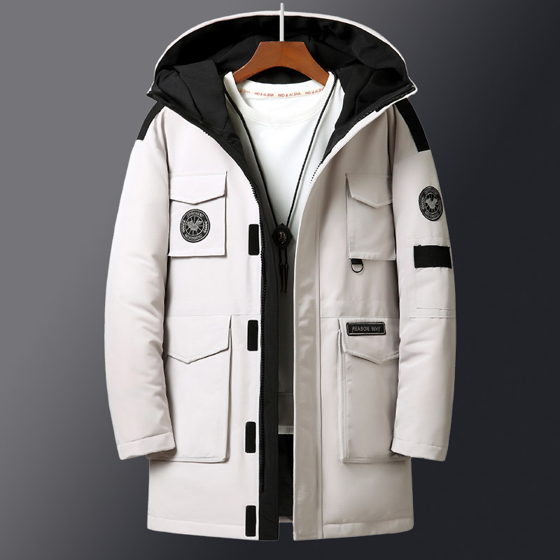 男士冬季加厚中长款羽绒服多口袋冬装保暖鸭绒潮外套YR989P140，男装羽绒服，星座1902A（原星座1216）