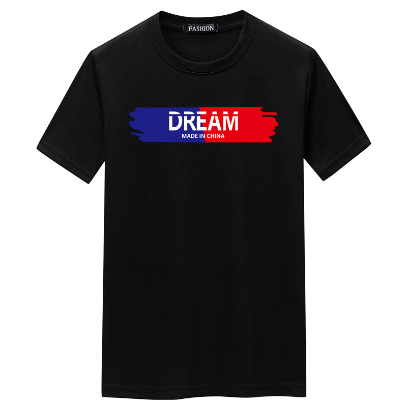 夏季男士短袖t恤青春宽松CVC60%棉新款男装DT3249-蓝红DREAM-P15,男装T恤,星座1410（原1902A）