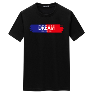 夏季男士短袖t恤青春宽松CVC60%棉新款男装DT3249-蓝红DREAM-P15,男装红色t恤怎样搭配图片
