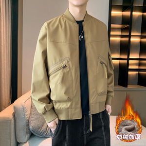 男士加绒防水夹克秋冬情侣棒球领拉链大口袋工装防水夹克AJ156P60图片