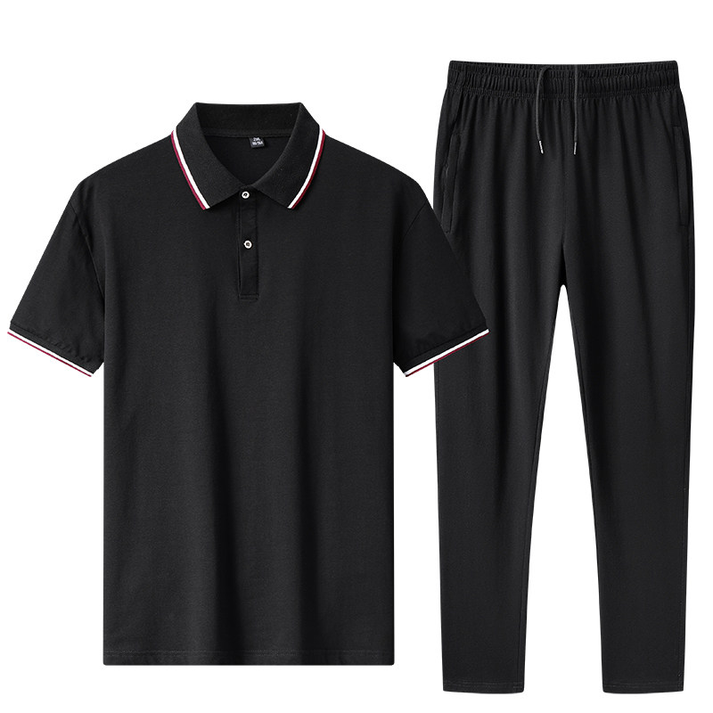 夏季纯棉运动套装男翻领POLO衫短袖T恤中老年大码两件套TZ206P60,女装T恤,星座1410（原1902A）