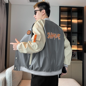 PU皮衣宽松休闲潮酷男女欧美嘻哈棒球服情侣款外套皮夹克JK283P50图片