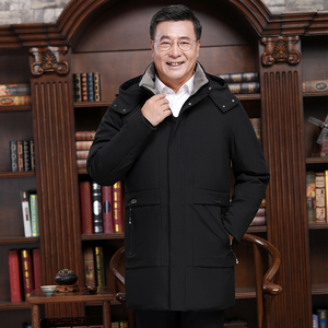 2021冬季男士中老年新款羽绒服中长款加厚毛领连帽外套YR图片