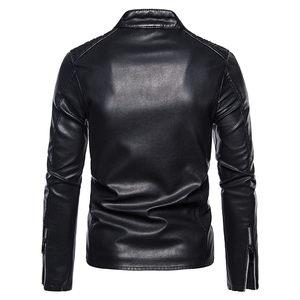 跨境外贸男士外套春秋款皮衣夹克男装PU皮机车服外套皮衣PY601P76图片