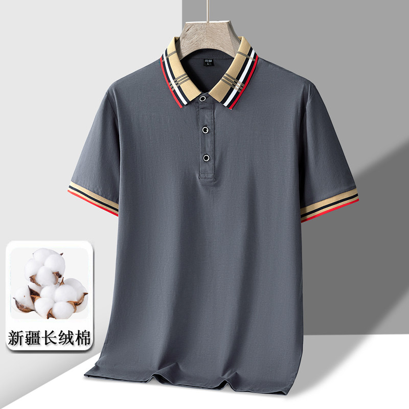 新款纯棉短袖POLO衫男 百搭休闲纯色翻领T恤 冰瓷棉 PL316P30图片