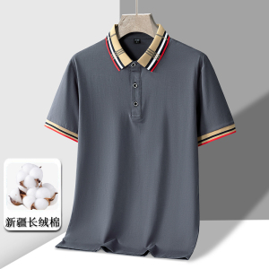 新款纯棉短袖POLO衫男 百搭休闲纯色翻领T恤 冰瓷棉 PL316P30图片