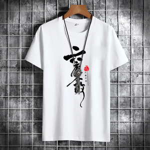 夏季男士短袖t恤潮流潮牌宽松纯棉衣服2021新DT4641-六尘不改-P15图片