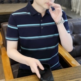 男士POLO衫夏季条纹修身上衣商务短袖T恤衫薄款棉质二开PL3352P36，男装Polo衫，星座1410（原1902A）