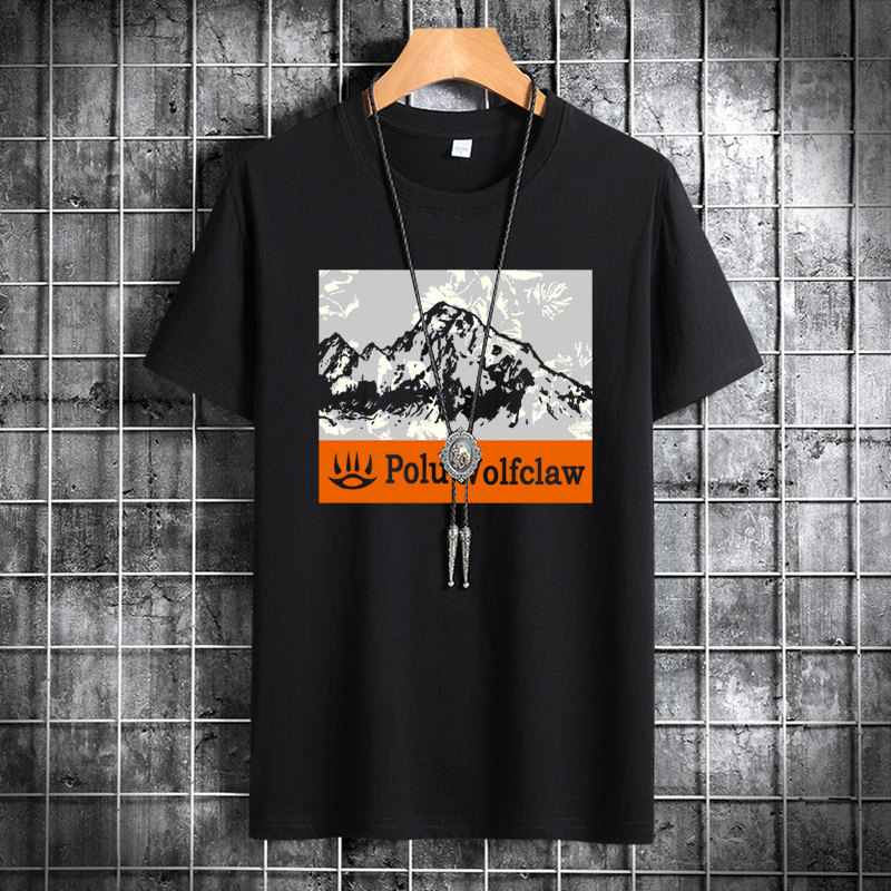 夏季男士短袖t恤潮流潮牌宽松纯棉衣服2021新款DT4062-火山-P15,男装T恤,星座1410（原1902A）