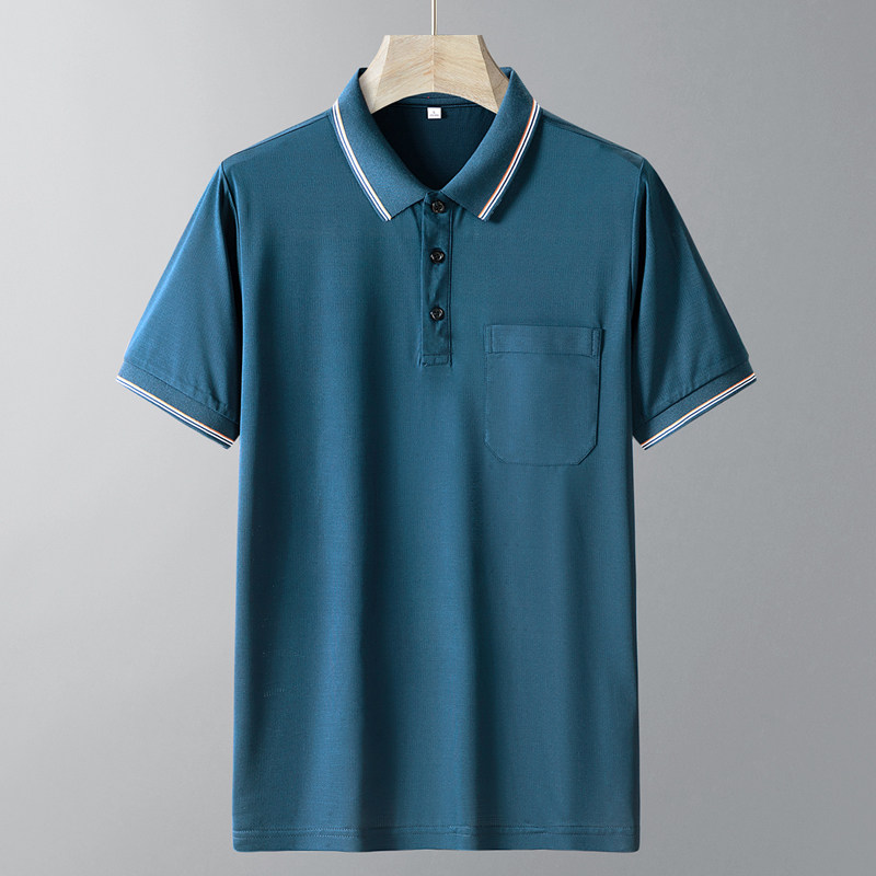 爸爸夏装冰丝短袖t恤男夏季中老年人Polo衫翻领T恤PL8789P25,男装Polo衫,星座1410（原1902A）