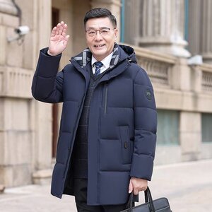 2026男士中老年羽绒服238中长款爸爸装加厚大码外套YR9860P120图片