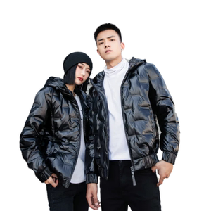 羽绒服男2021新款潮休闲情侣装保暖防风连帽白鸭绒光面 YR9812P85图片
