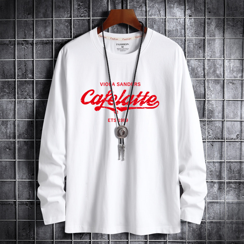 Spring new Korean fashion men's cotton round neck long sleeve t-shirt men's large