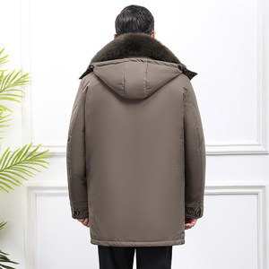 2021年羽绒服男中老年派克服大码可拆卸爸爸冬装中长款 YR877图片