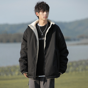 新款冬季双面穿羊羔绒棉衣情侣韩系oversize潮棉服外套MY2477P80图片