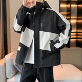 春秋连帽冲锋衣外套男拼色潮户外休闲防水女登山情侣夹克JK173P80，男装夹克，星座1410（原1902A）