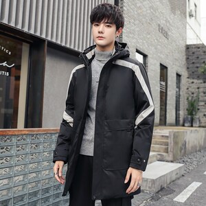 21年冬季工装羽绒服男户外中长版韩版连帽防寒外套YR2066图片