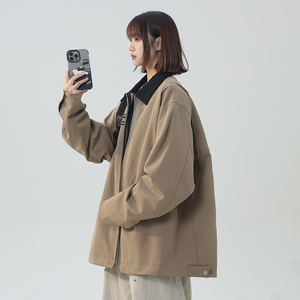 秋季新夹克男美式复古高街机车外套男青年学生仿牛仔布 JK2575P75图片