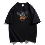 纯棉男士短袖t恤宽松落肩港风半袖情侣T男大码DT-NS25SKATE熊P20，男装T恤，星座1410（原1902A）