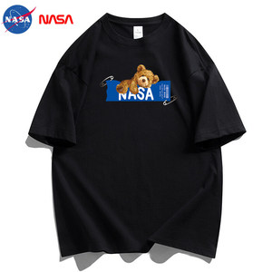 NASA夏季新款半边熊男T恤印花百搭港风简约短袖男潮NS09半边熊P20图片