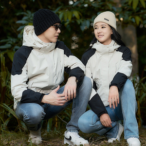 秋冬户外厚防风防水高品质冲锋衣男女款水貂绒三合一CF1818S P85图片