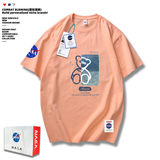 2024夏街半边熊T恤印花搭港风简约短袖落肩男潮NA09-拼色小熊P38，男装T恤，星座1410（原1902A）