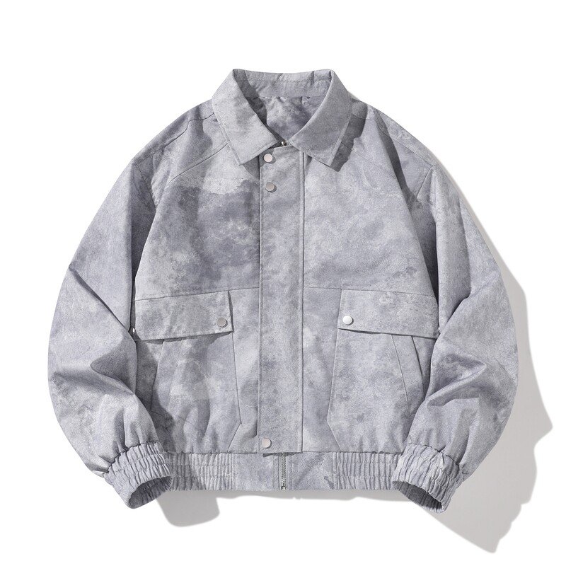 扎染外套男春秋休闲翻领夹克棒球服美式工装飞行员夹克JK25793P68,男装夹克,星座1410（原1902A）