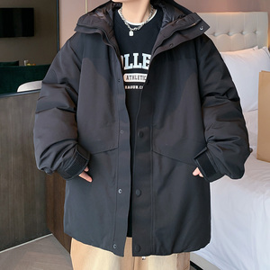 港风立领字母拼接羽绒服秋冬季加厚加绒外套男冬羽绒服YR1220P220,赖冠霖羽绒服穿搭图片