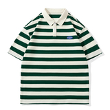 男夏季宽松服潮牌条纹港风双珠地棉短袖T恤翻领POLO衫PL2363P40，男装Polo衫，星座1410（原1902A）