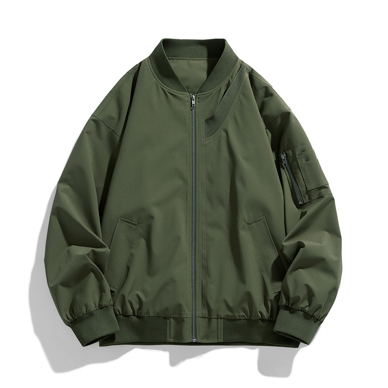 春秋季飞行服外套男美式复古宽松棒球领拼罗纹女飞行服夹克J88P67,男装夹克,星座1410（原1902A）