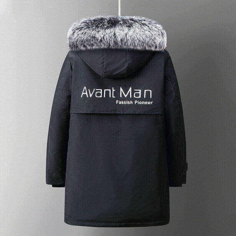 男女情侣款冬季羽绒服中长款连帽大毛领男厚白鸭绒外套YR9868P90,男装羽绒服,星座1410（原1902A）