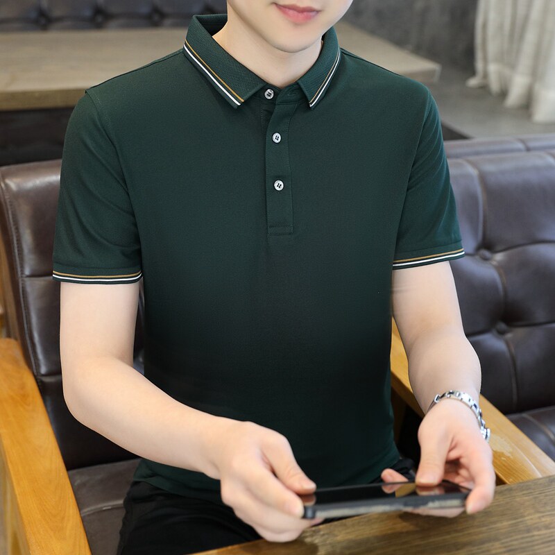 男士POLO衫春夏季纯色公版商务短袖棉质上衣T恤衫二开PL3399P40,男装Polo衫,星座1410（原1902A）