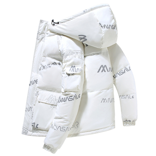 YR7066P75 外穿白鸭绒上衣男 秋冬流行休闲加厚连帽羽绒服男士 短款